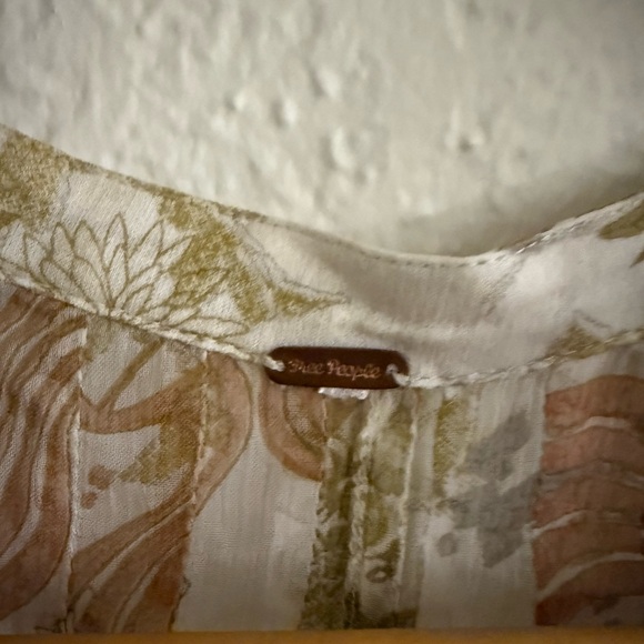 Free People Floral Pleated Dress - Cream and Brown - Picture 5 of 6